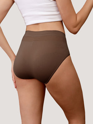 Kavya Women’s High Rise Full Coverage Knitted Hipster Panty with No-Roll Broad Inner Elastic Waistband Pack of 2| BROWN BROWN