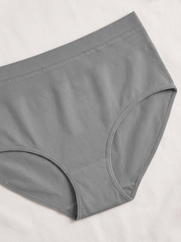 Kavya Women’s High Rise Full Coverage Knitted Hipster Panty with No-Roll Broad Inner Elastic Waistband Pack of 2| GREY BLACK