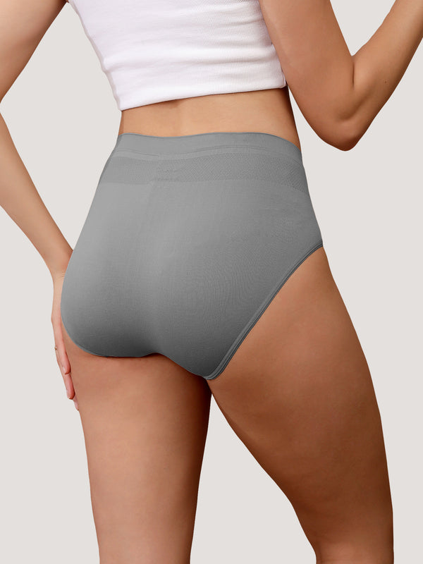 Kavya Women’s High Rise Full Coverage Knitted Hipster Panty with No-Roll Broad Inner Elastic Waistband Pack of 2| MAROON GREY