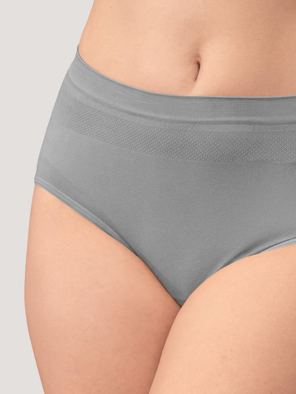 Kavya Women’s High Rise Full Coverage Knitted Hipster Panty with No-Roll Broad Inner Elastic Waistband Pack of 2| GREY BLACK