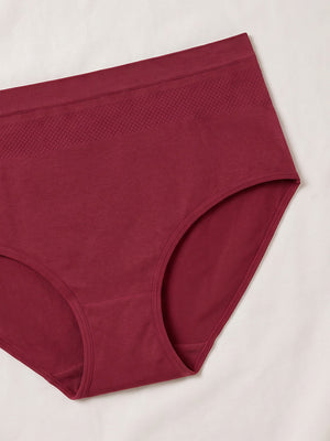 Kavya Women’s High Rise Full Coverage Knitted Hipster Panty with No-Roll Broad Inner Elastic Waistband Pack of 2| MAROON MAROON