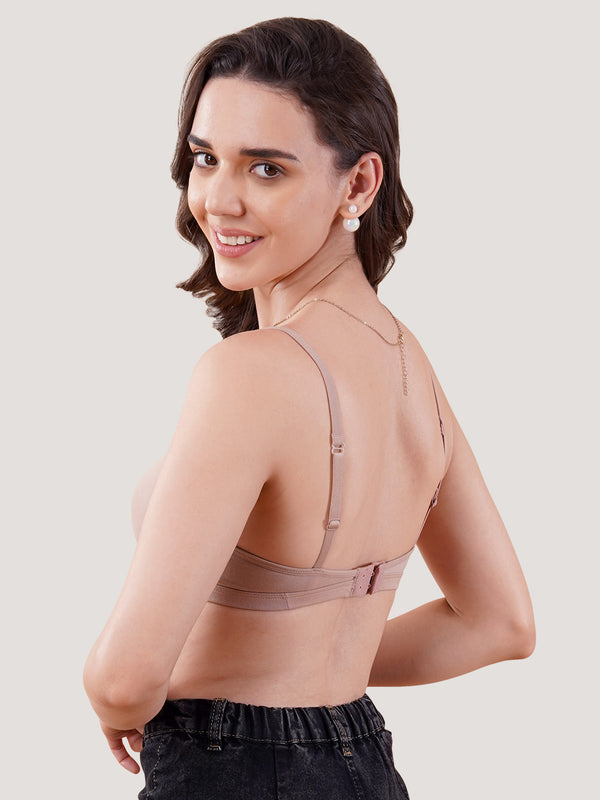 Kalyani Kirti Seamless Cups Non Padded Everyday T-Shirt Bra | Pack of 2-FAWN & FAWN