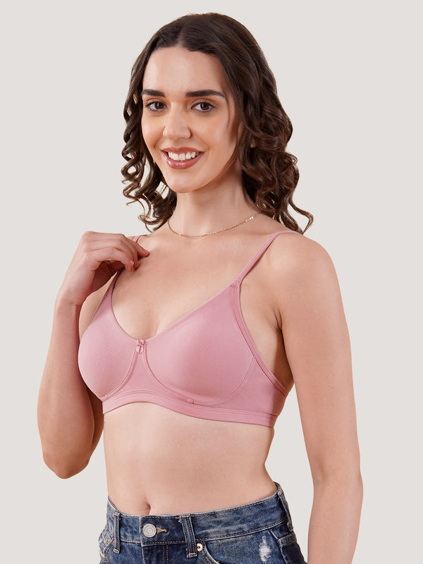 Kalyani Kirti Seamless Cups Non Padded Everyday T-Shirt Bra | Pack of 2-ONION & TEAL BLUE