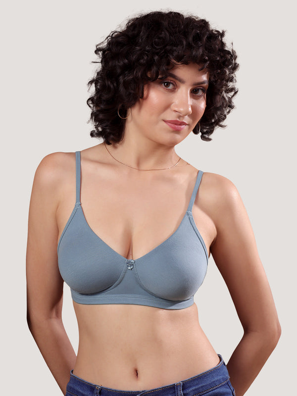 Kalyani Kirti Seamless Cups Non Padded Everyday T-Shirt Bra | Pack of 2-TEAL BLUE TEAL BLUE