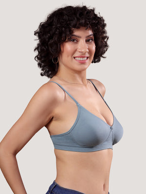 Kalyani Kirti Seamless Cups Non Padded Everyday T-Shirt Bra | Pack of 2-TEAL BLUE TEAL BLUE