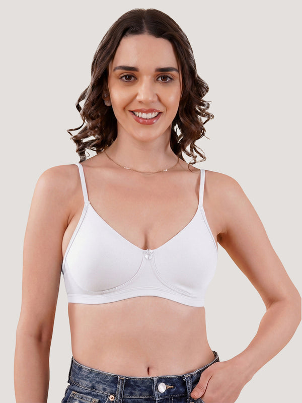 Kalyani Kirti Seamless Cups Non Padded Everyday T-Shirt Bra | Pack of 2-WHITE & WHITE