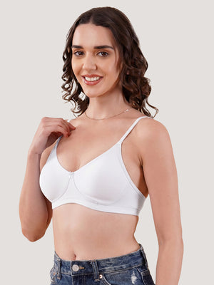 Kalyani Kirti Seamless Cups Non Padded Everyday T-Shirt Bra | Pack of 2-WHITE & WHITE