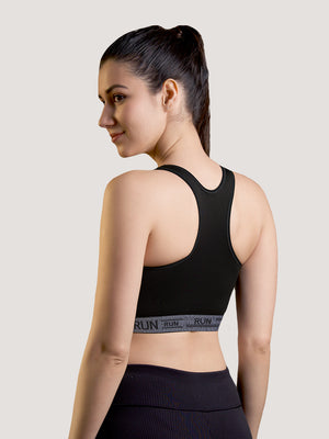 Kristen High Impact Sports Bra For Heavy Workout-BLACK