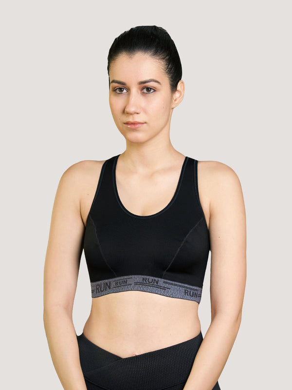 Kristen High Impact Sports Bra For Heavy Workout-BLACK