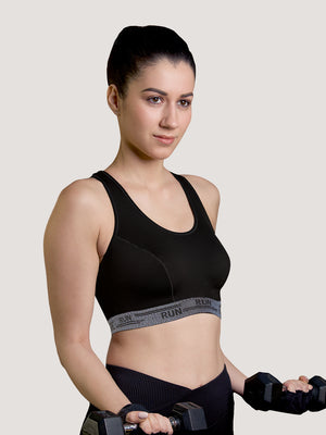 Kristen High Impact Sports Bra For Heavy Workout-BLACK