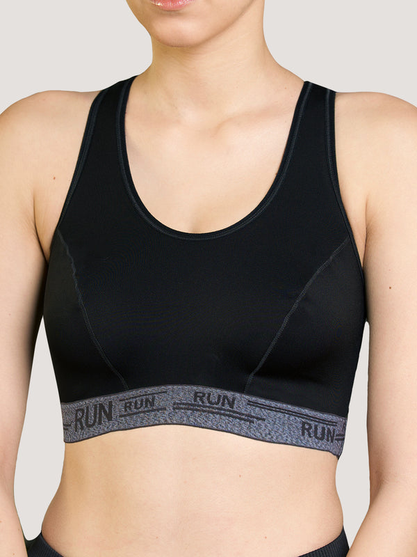 Kristen High Impact Sports Bra For Heavy Workout-BLACK