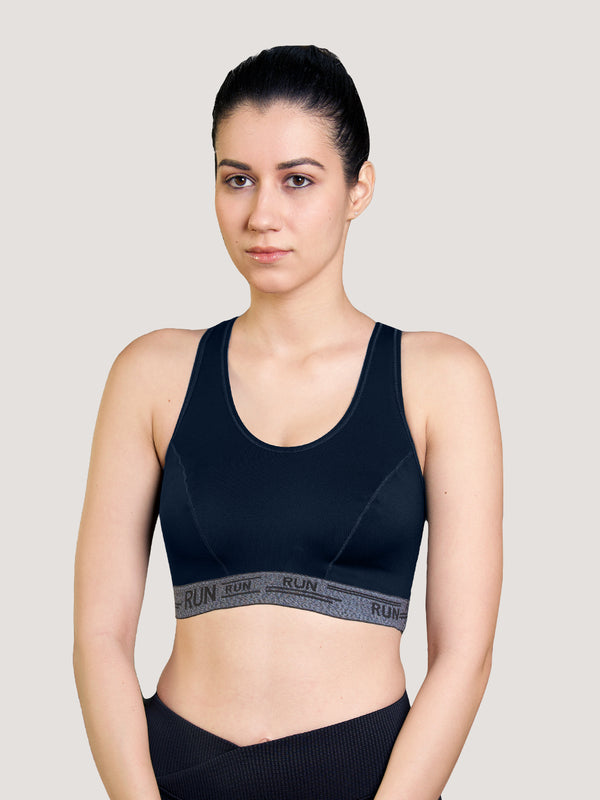 Kristen High Impact Sports Bra For Heavy Workout-DARK BLUE