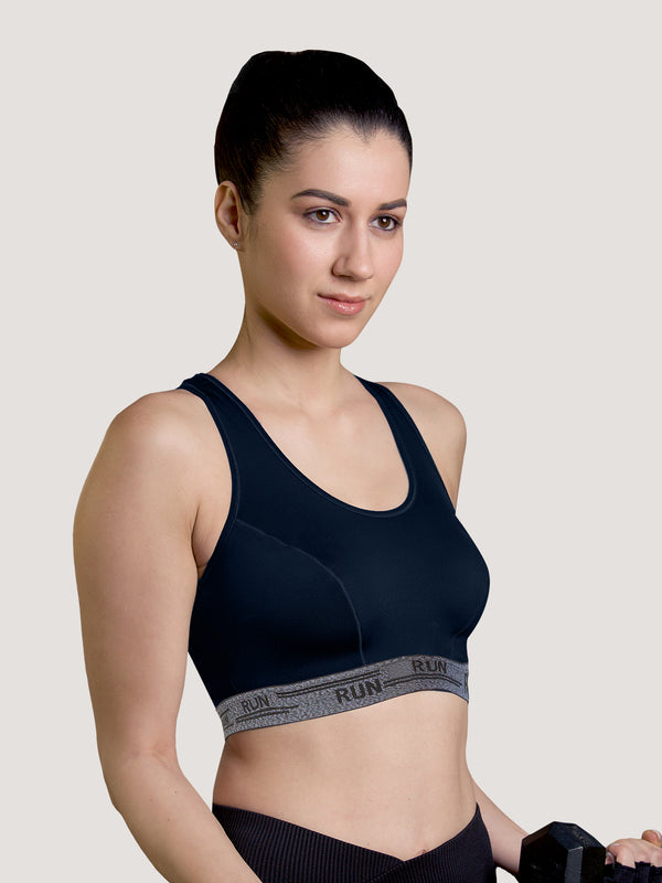 Kristen High Impact Sports Bra For Heavy Workout-DARK BLUE