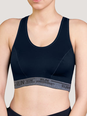 Kristen High Impact Sports Bra For Heavy Workout-DARK BLUE