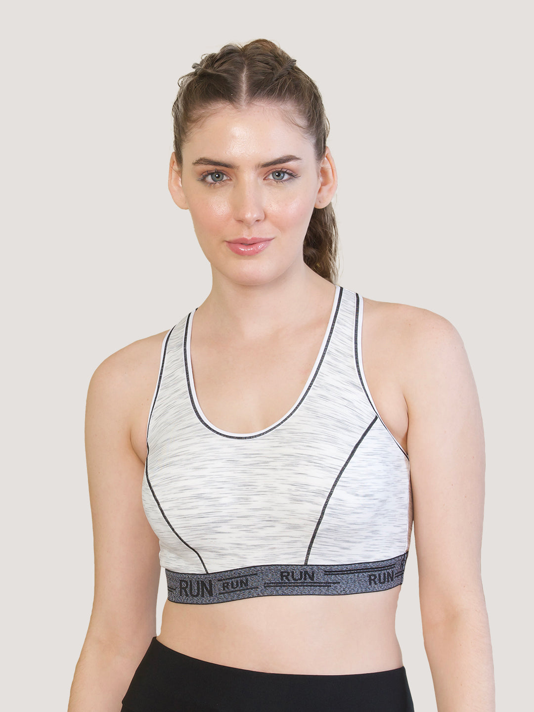 Kristen High Impact Sports Bra For Heavy Workout-M.WHITE