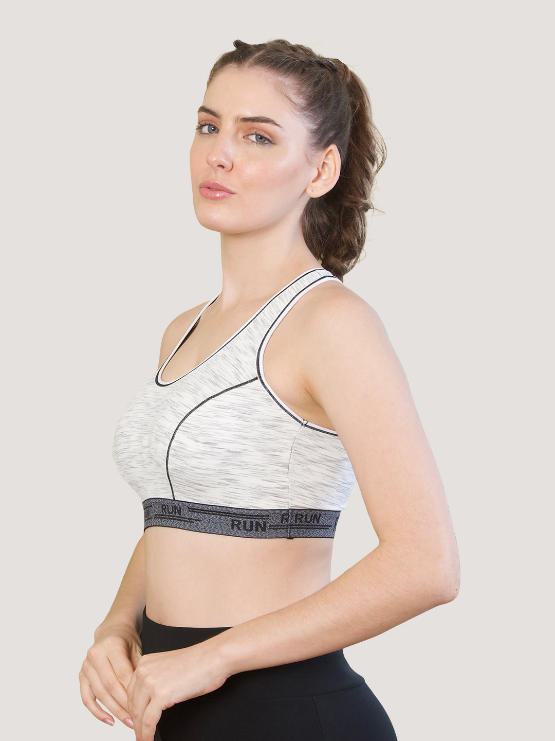 Kristen High Impact Sports Bra For Heavy Workout-M.WHITE