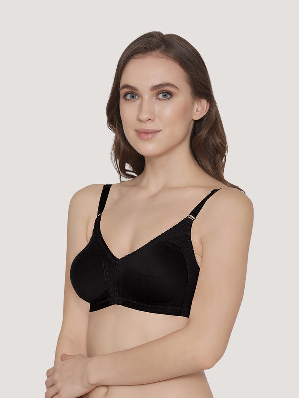 Kwid Full Coverage Plus Size T-Shirt Bra-BLACK