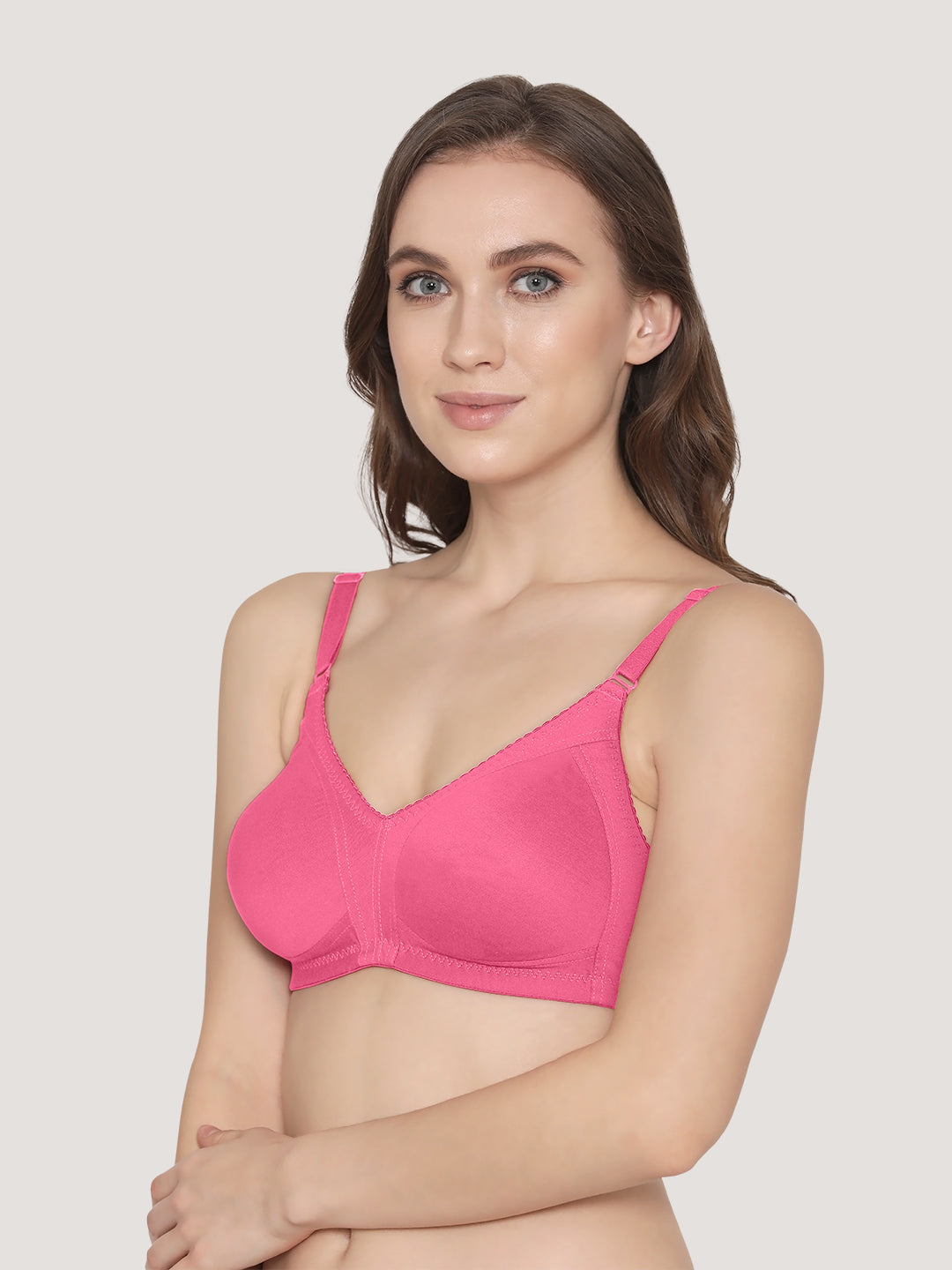 Kwid Full Coverage Plus Size T-Shirt Bra-DARK PINK