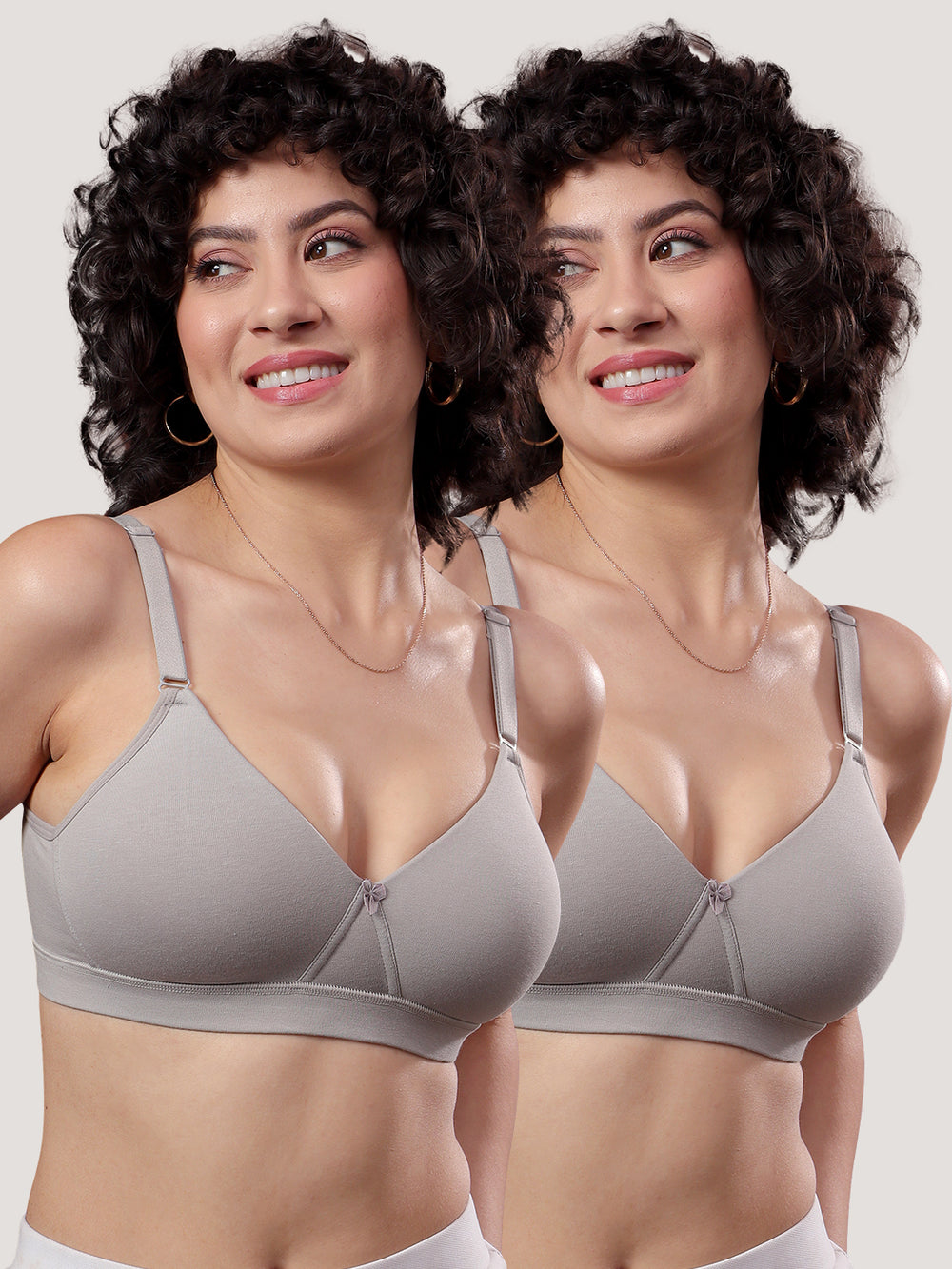 Tessa Full Support Seamless Designer Bra for Women Pack of 2-L.GREY L.GREY