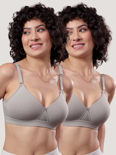 Tessa Full Support Seamless Designer Bra for Women Pack of 2-L.GREY L.GREY