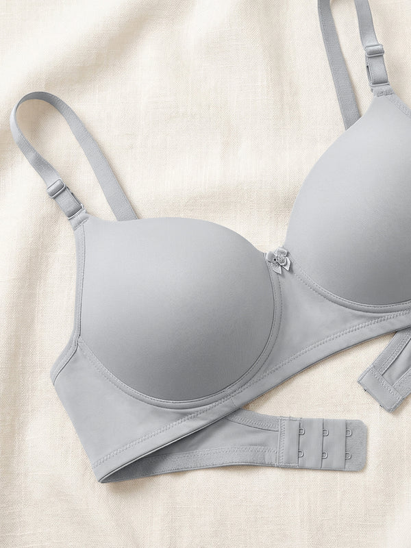 Sheley Women's Wirefree Soft Padded Cups Detachable Straps Bra-BLACK L.GREY
