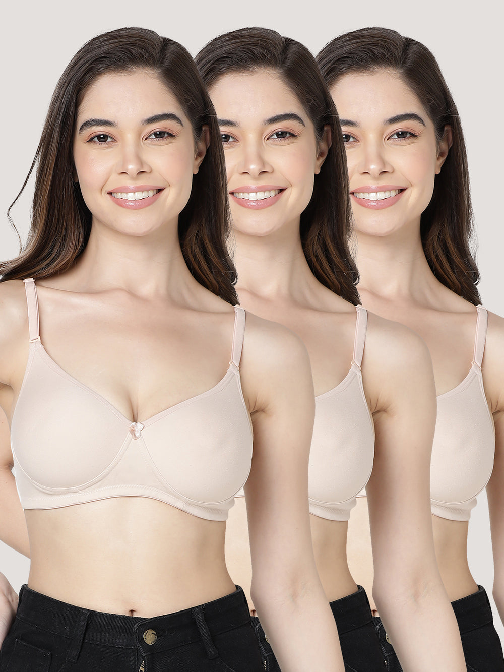 Emily Lightly Padded Multiway Everyday Bra | Pack of 3-L.NUDE L.NUDE L.NUDE