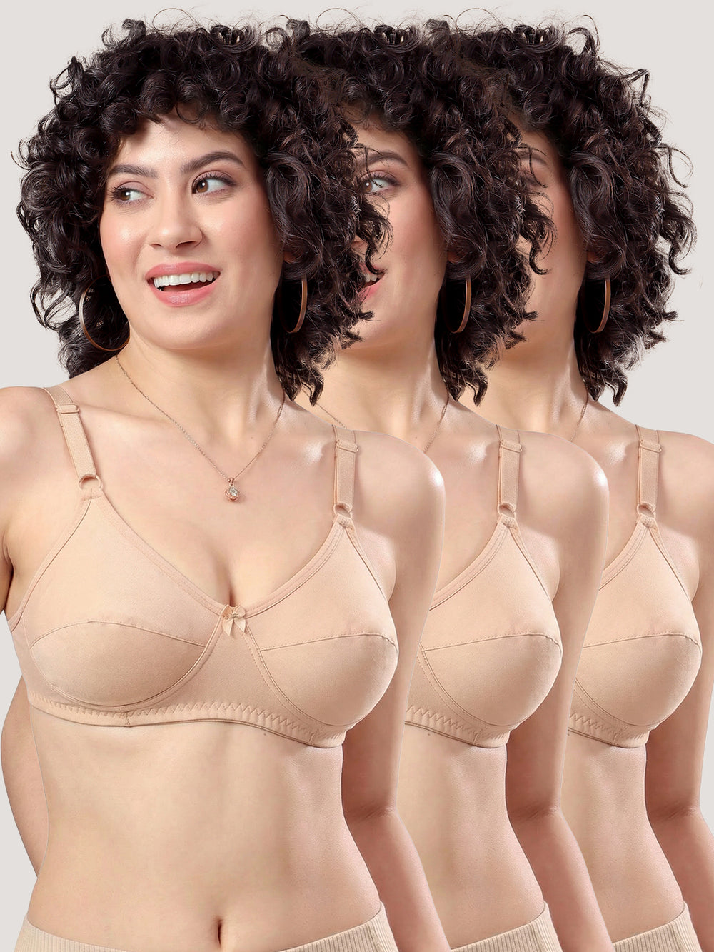 K LINGERIE Manvi Women's Non Padded Wirefree Cotton Everyday Bra-L.NUDE L.NUDE L.NUDE