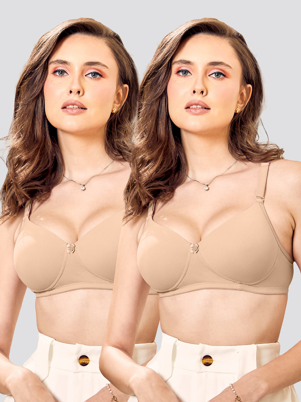 Sheley Women's Wirefree Soft Padded Cups Detachable Straps Bra-L.NUDE L.NUDE