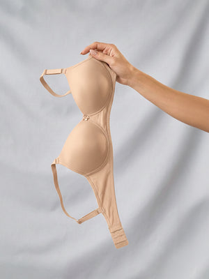 Sheley Women's Wirefree Soft Padded Cups Detachable Straps Bra-BLACK L.NUDE