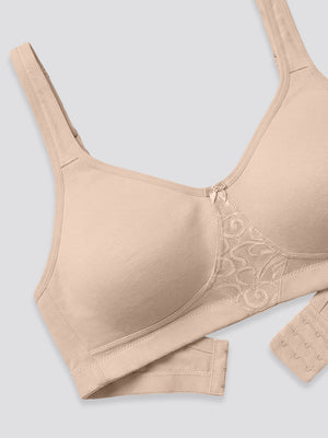 K LINGERIE Chase Double Layered Cups Center Lace Full Coverage Seamless Bra-L.NUDE L.NUDE