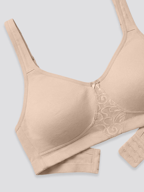 K LINGERIE Chase Double Layered Cups Center Lace Full Coverage Seamless Bra-L.NUDE L.NUDE