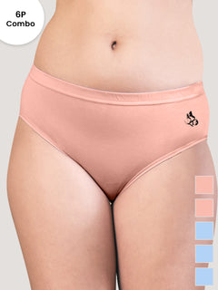 Eve Women's Cotton Lycra Seamless Bikini Panty | Pack of 6-LPH LPH LPH SBLE SBLE SBLE