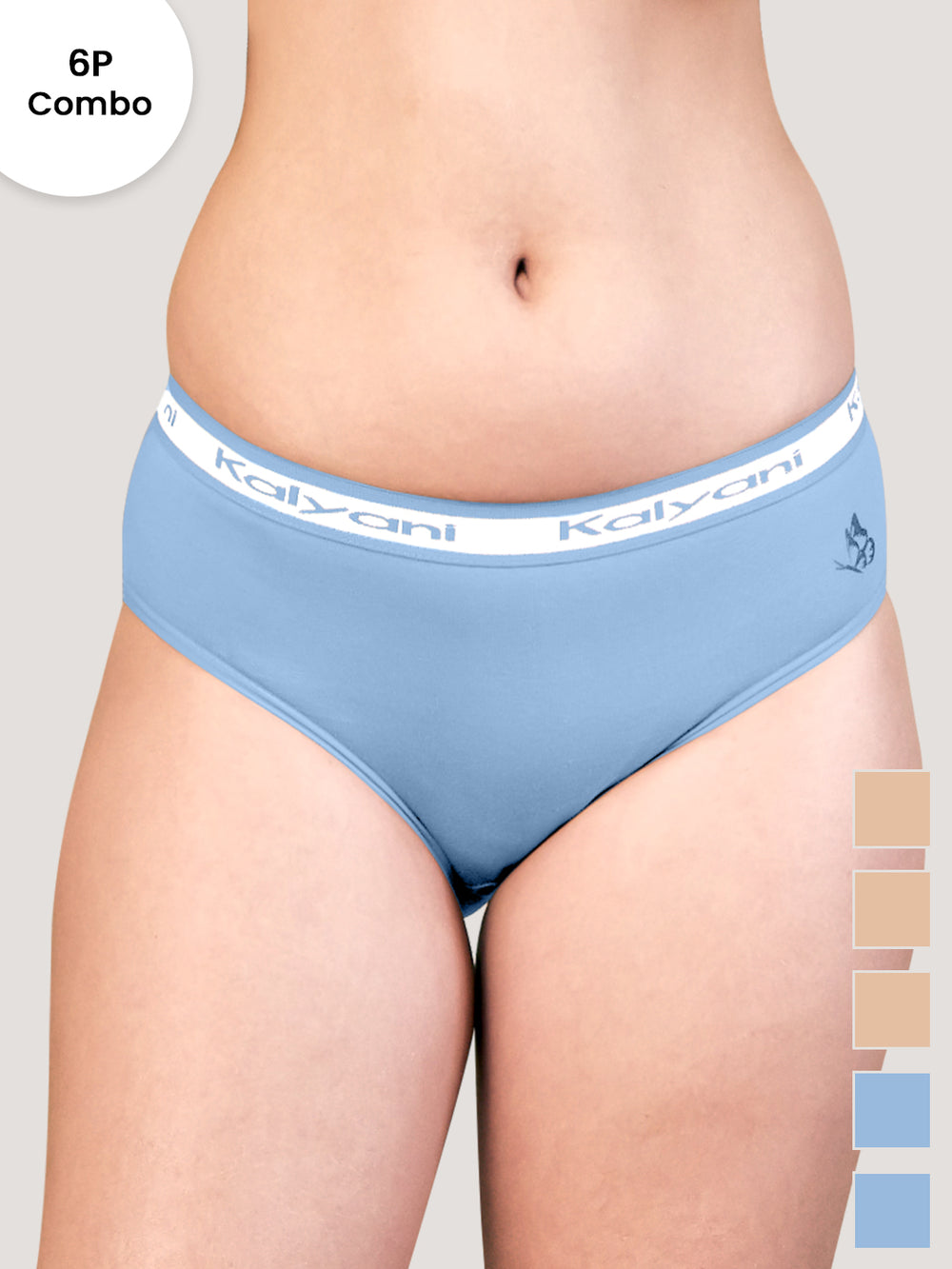 Jazzie Mid Waist Cotton Hipster for Women Pack of 6-LPH LPH LPH SBLE SBLE SBLE