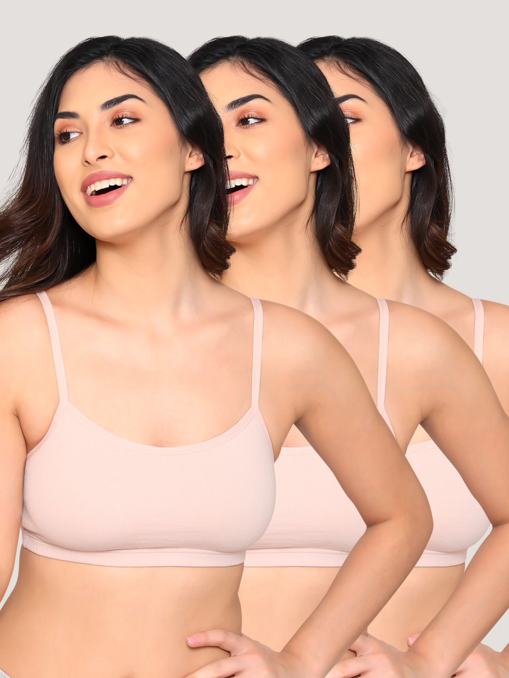 Mia Full Coverage Cotton Beginners Bra | Pack of 3-L.PEACH L.PEACH L.PEACH