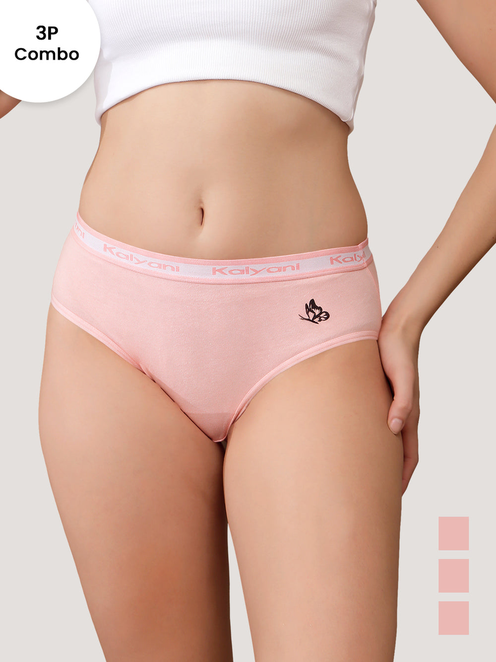 Jazzie Women Hipster Panties | Mid-Rise | 100% Cotton | Pack of 3-L.PEACH L.PEACH L.PEACH