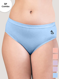 Eve Women's Cotton Lycra Seamless Bikini Panty | Pack of 6-LPH LPH LV LV SBLE SBLE