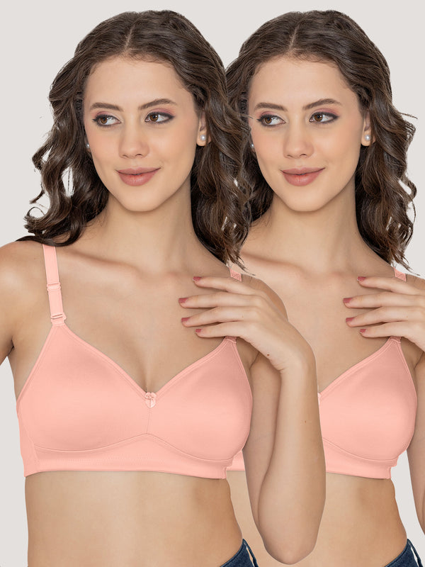 Kalyani Elvira Everyday Support Seamless Non Padded T-Shirt Bras | Pack of 2 | L.PEACH L.PEACH