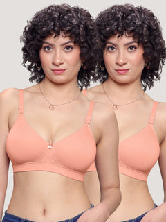 Tessa Full Support Seamless Designer Bra for Women Pack of 2-L.PEACH L.PEACH