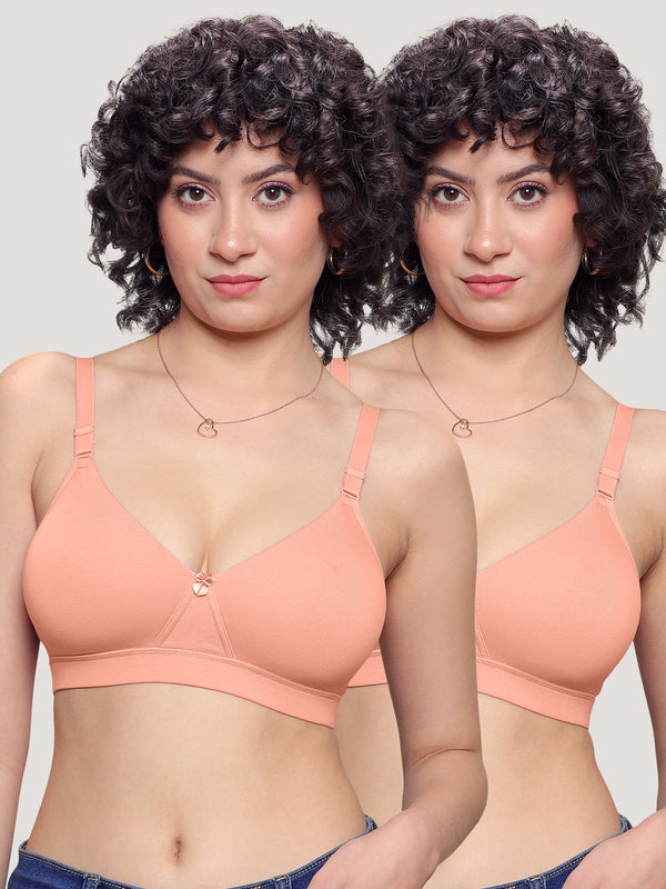 Tessa Full Support Seamless Designer Bra for Women Pack of 2-L.PEACH L.PEACH