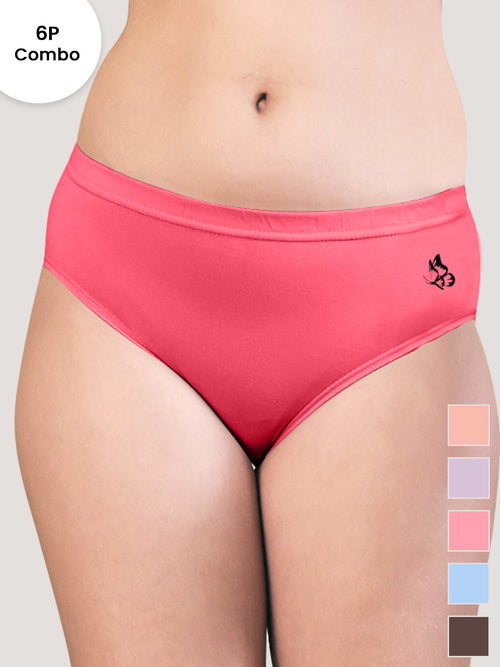 Eve Women's Cotton Lycra Seamless Bikini Panty | Pack of 6-LPH LV PRS SBLE CFE CRL