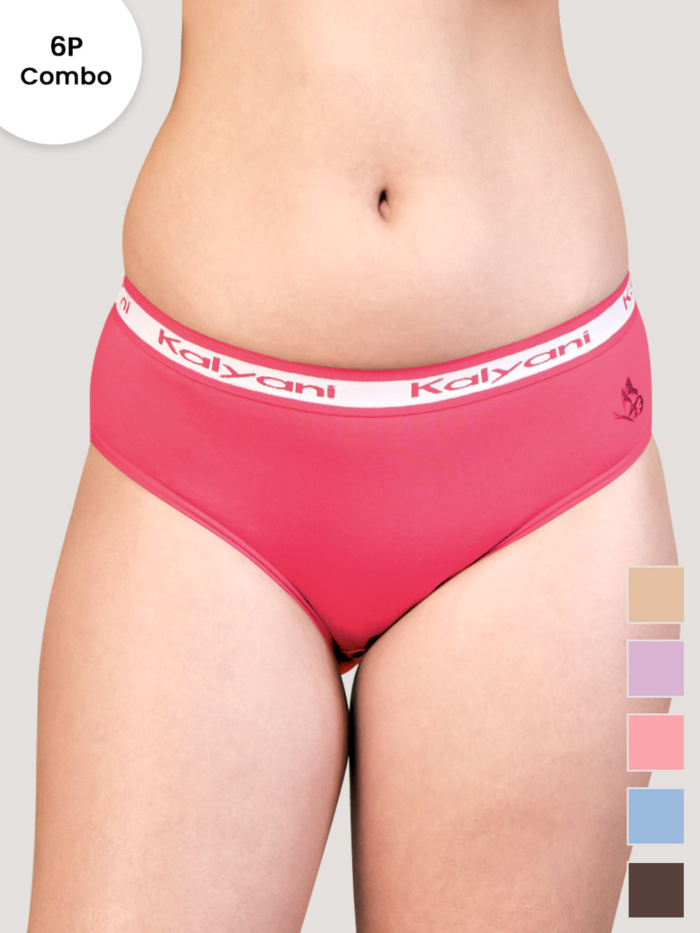 Jazzie Mid Waist Cotton Hipster for Women Pack of 6-LPH LV PRS SBLE CFE CRL