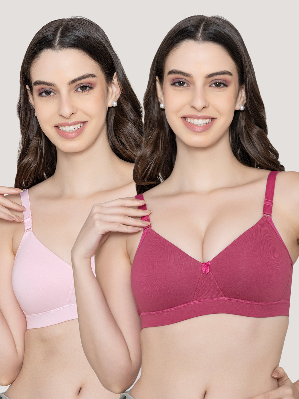 Tessa Full Support Seamless Designer Bra for Women Pack of 2-L.PINK D.RUST