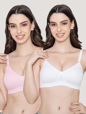 Tessa Full Support Seamless Designer Bra for Women Pack of 2-L.PINK WHITE
