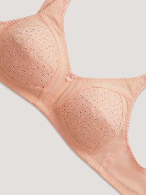 Kalyani Nitara Non Padded Wirefree Cups Full Coverage Everyday Cotton Bra | Pack of 2- S.BLUE  L.PEACH