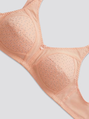 Kalyani Nitara Non Padded Wirefree Cups Full Coverage Everyday Cotton Bra | Pack of 2- FAWN & L.PEACH