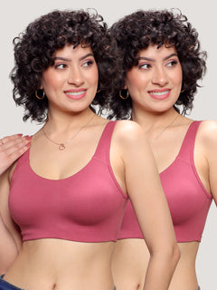 K LINGERIE Daisey Women's Flexible Fit Medium Impact Sports Bra for Light Workouts-L.WINE L.WINE