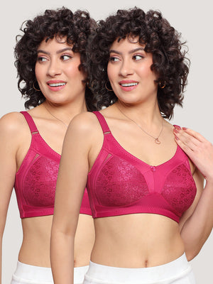 Kalyani Sandy Women’s Full Coverage Non-Padded Lace Bra with M Frame Front Panel Pack of 2 | L.WINE L.WINE