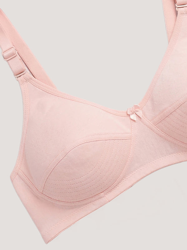 Pranika Non Padded Seamed Everyday Bra | Pack of 3 L.PEACH CAMEL ROSE