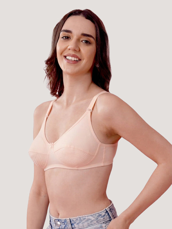 Pranika Non Padded Seamed Everyday Bra | Pack of 3 L.PEACH L.PEACH L.PEACH