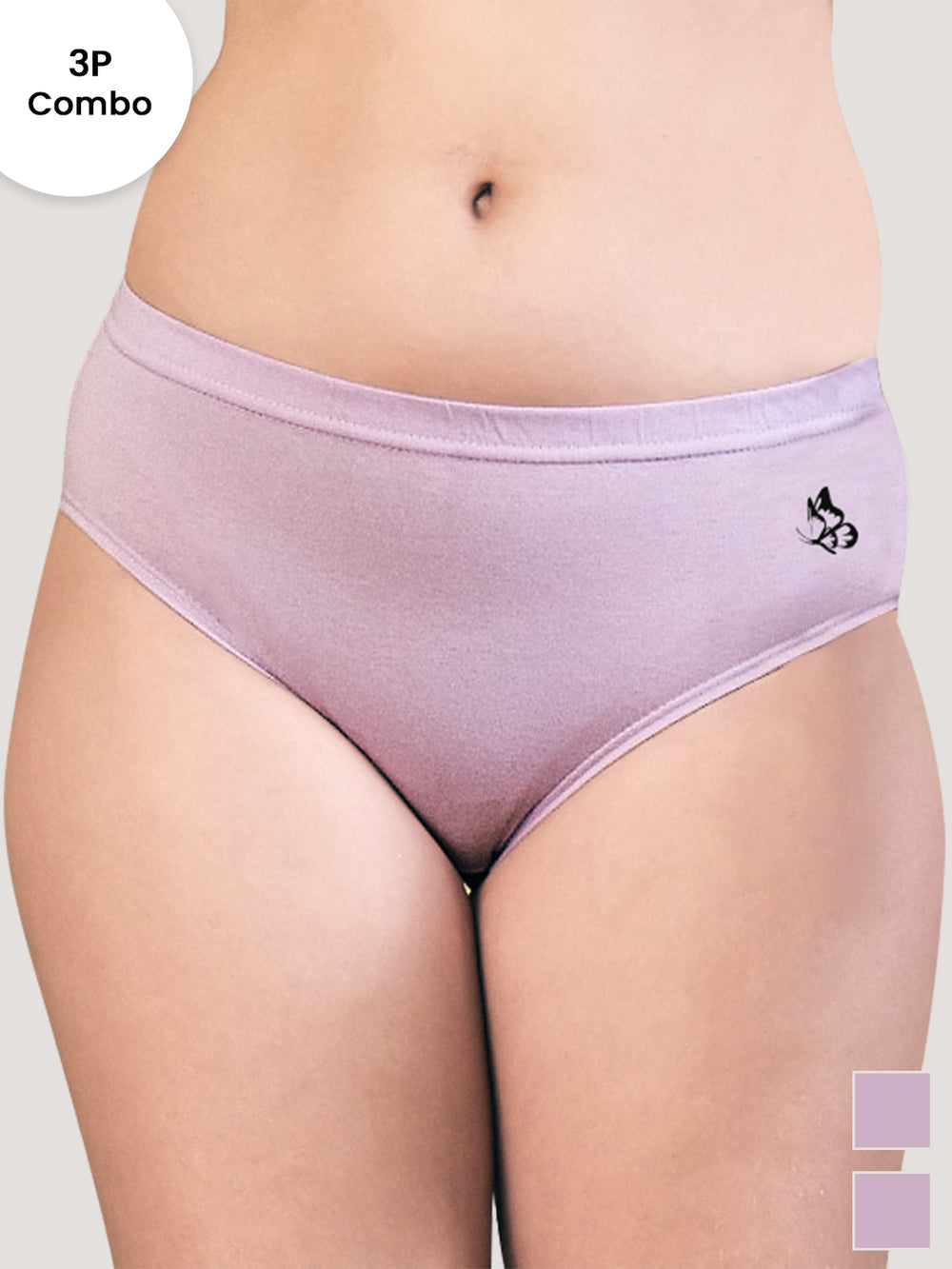 Eve Mid Waist Multicolor Hipster Panties | Pack of 3-LAVENDER LAVENDER LAVENDER